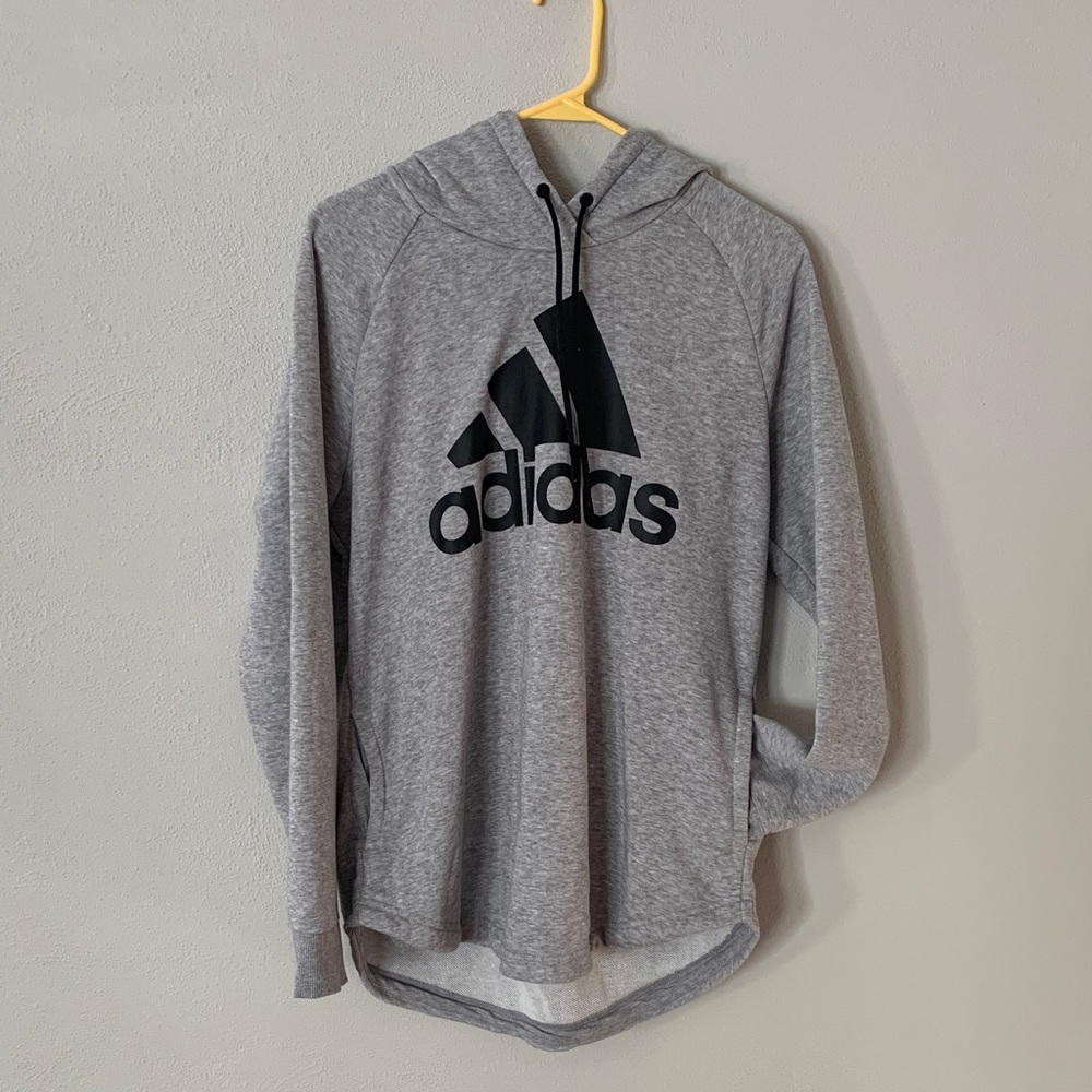 Adidas Heather Gray Pullover with Black Emblem - Picture 2 of 6